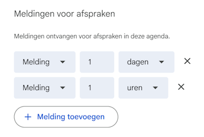 Meldingen voor afspraken wijzigen